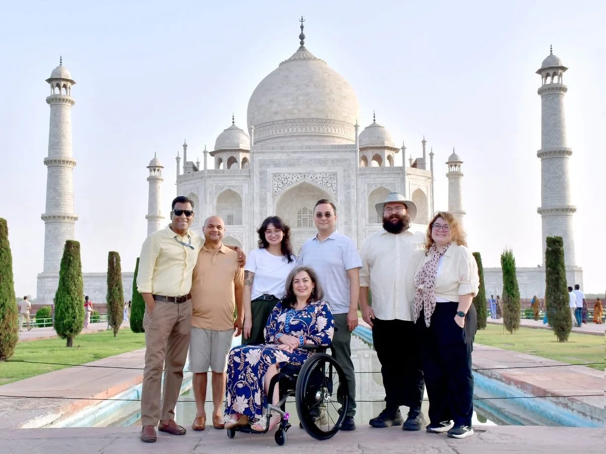 Welcome to India. We brought the whole family.

Our first stop after arriving in India was the Taj Mahal at sunrise, all of us together. Our daughters and son-in-law watching the sun come up over the marble with us. We&rsquo;ve been blessed to travel