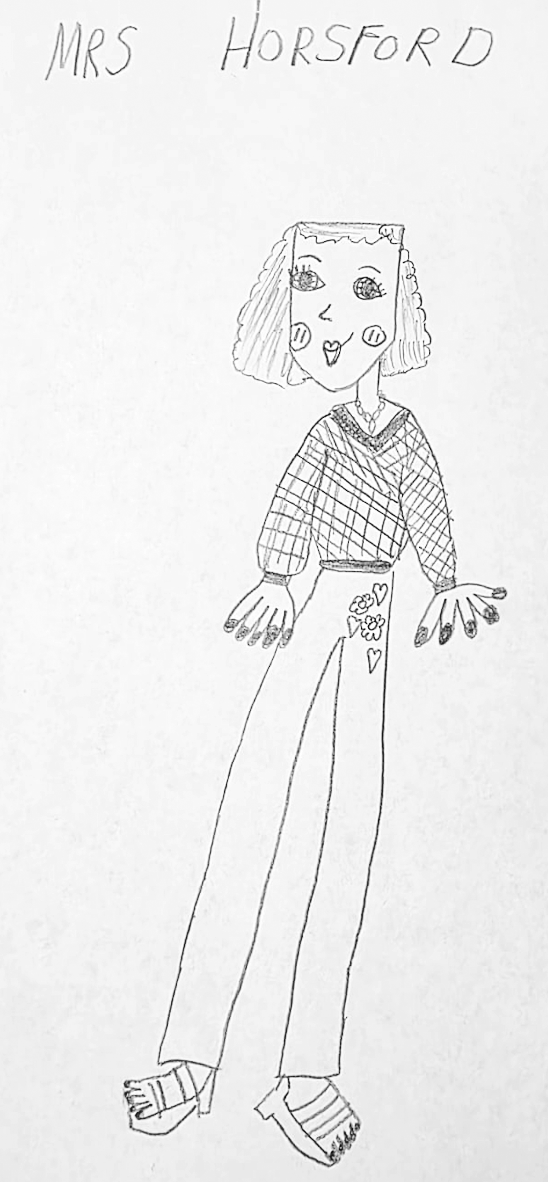 A drawing of the beautiful foxes class teacher Mrs Horsford