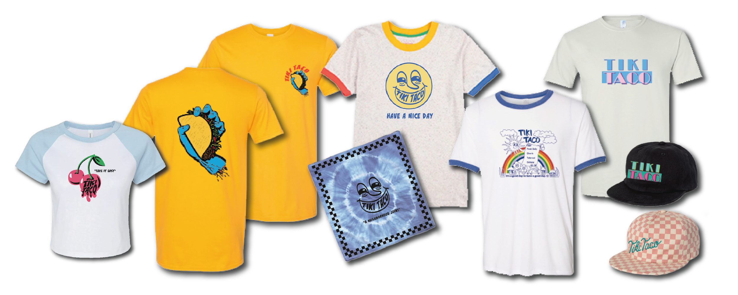 Streetwear merchandise tee shirts for Tiki Taco