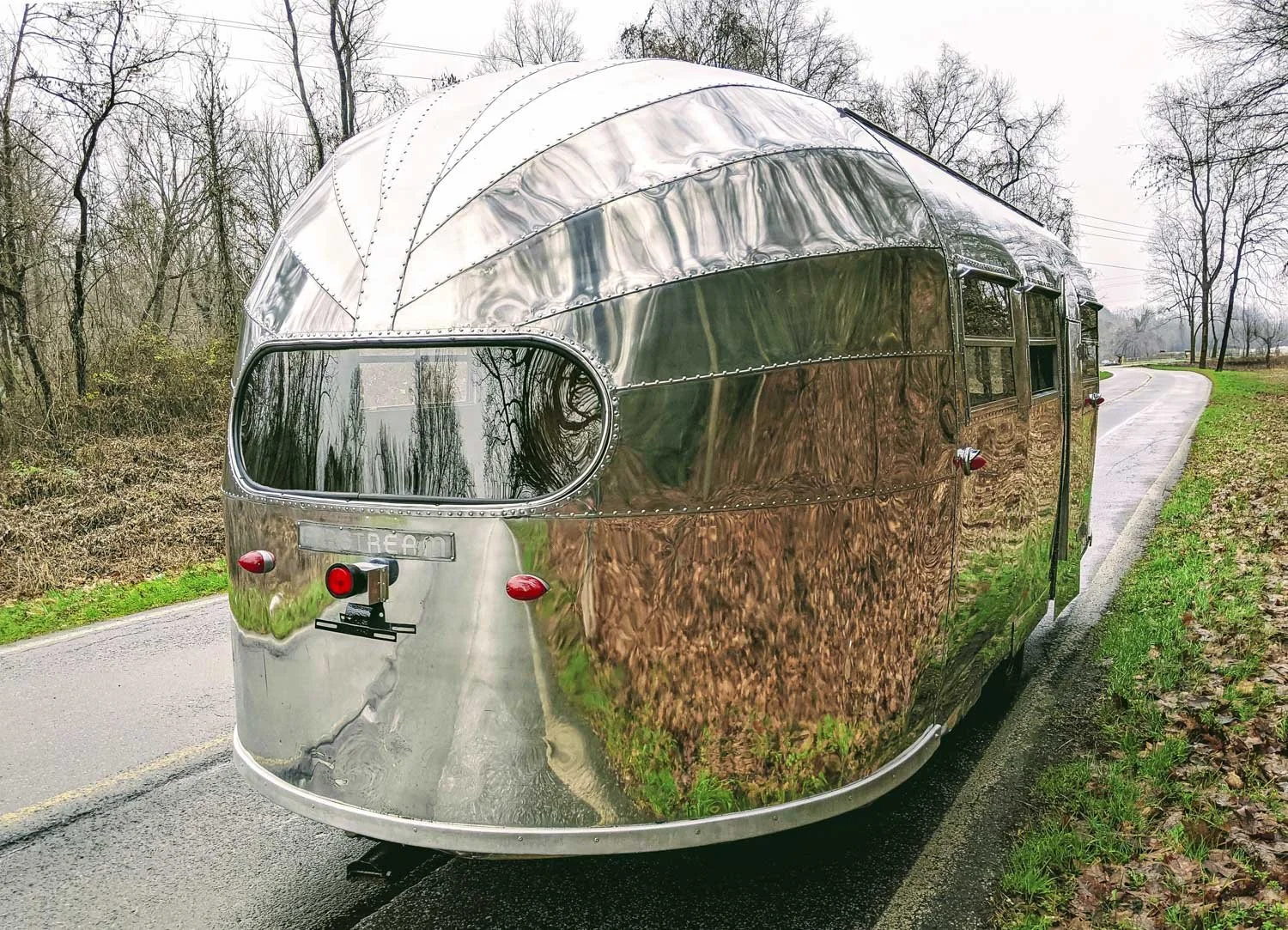 1947 Airstream Liner 
polished to a Mirror Finish.