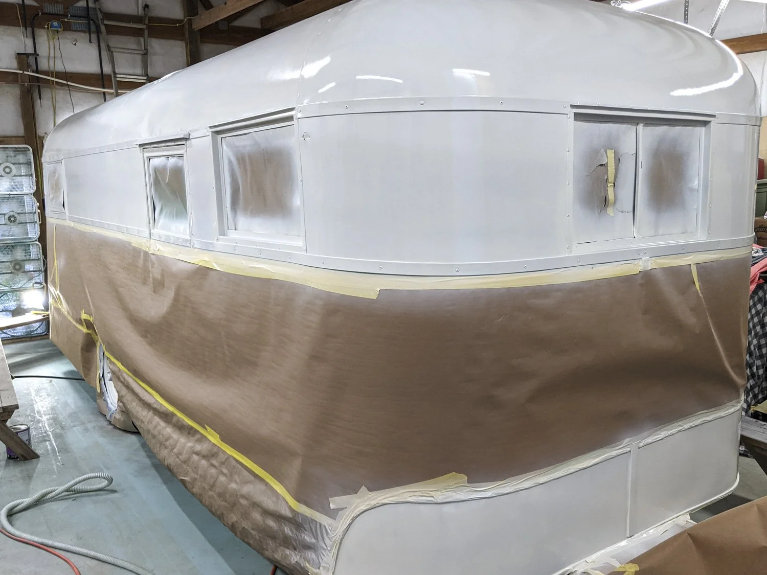 Working on the 1941 Vagabond paint job.