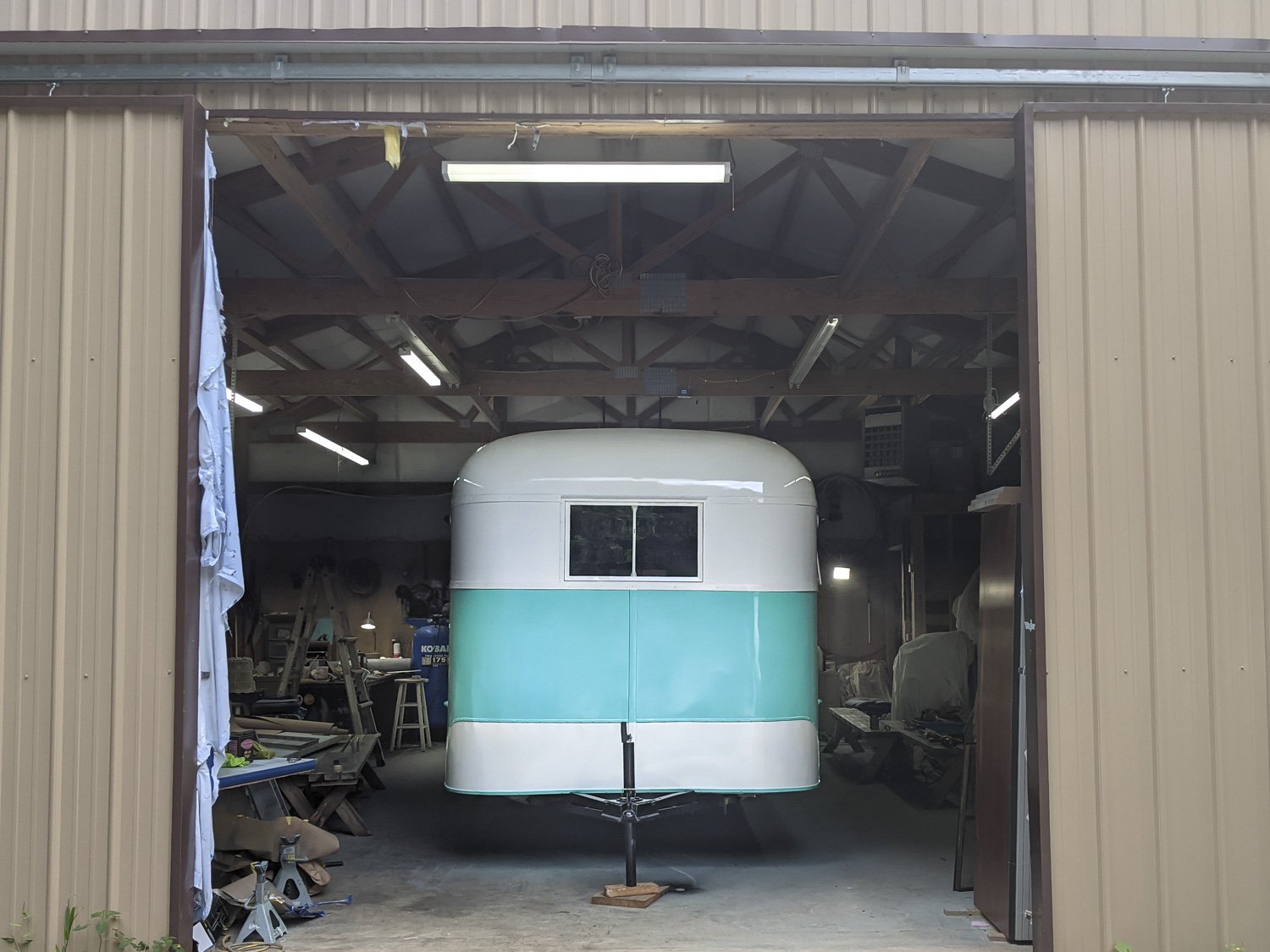 Vagabond camper trailer ready for delivery to start her new life as the featured rental unit in an Erwin, TN campground.