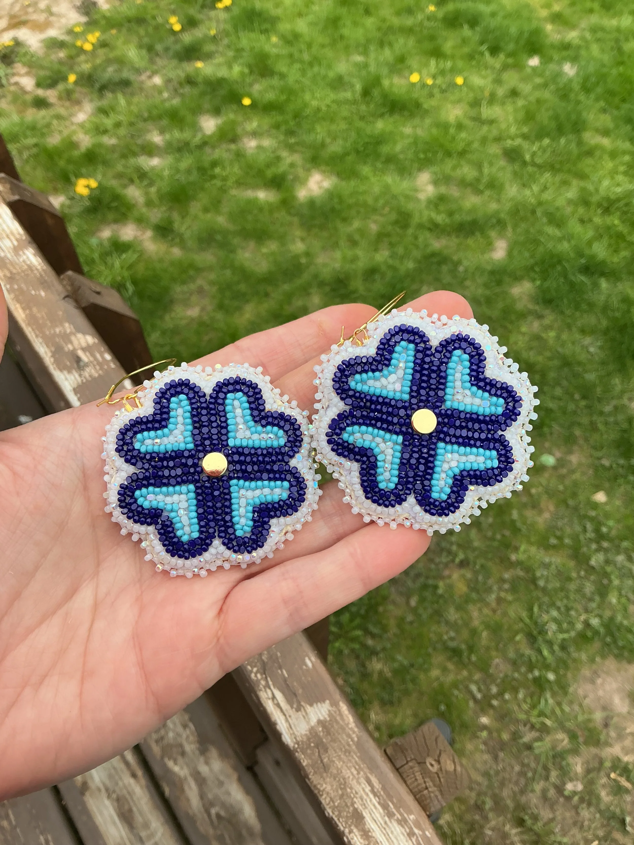Blue floral earrings
