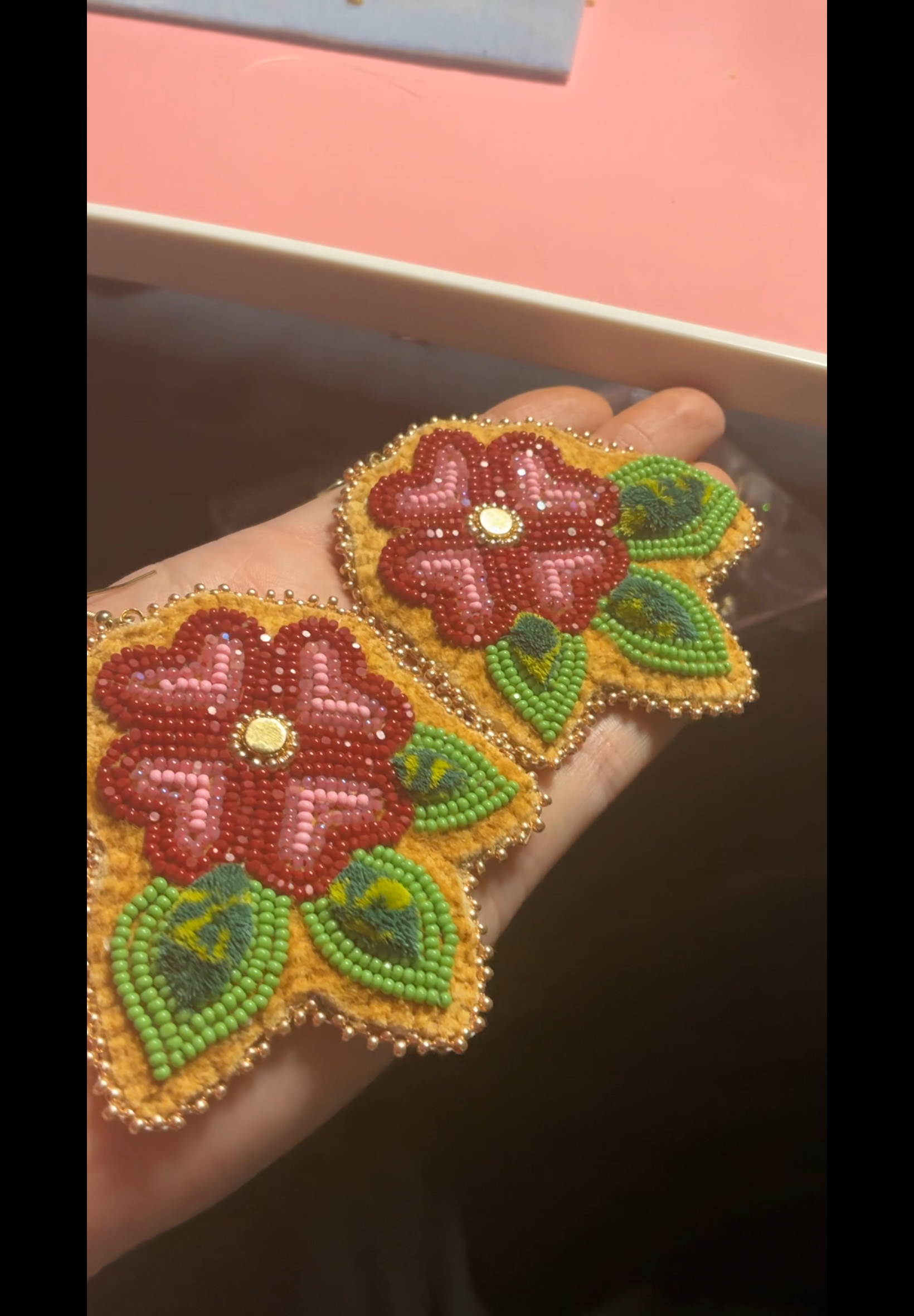 Beaded and caribou tufted florals