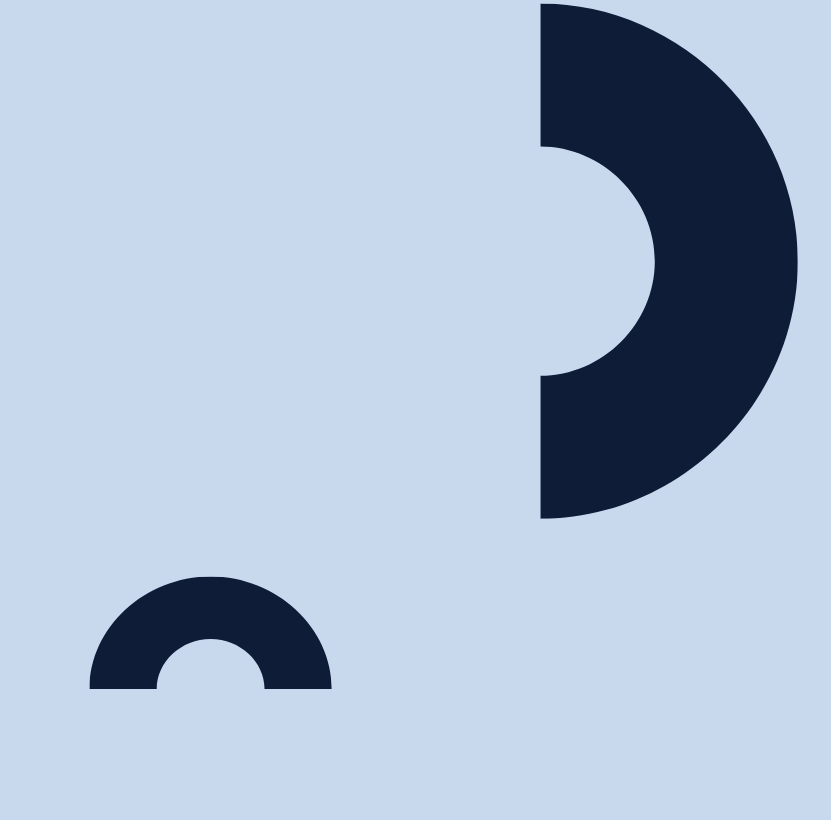 Abstract graphic with light blue background and dark blue curved quarter circle shapes.