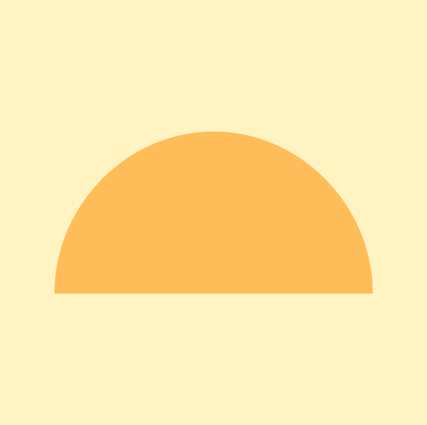 Light yellow background with an orange semi-circle centered at the bottom.