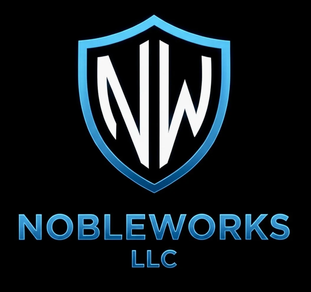 Official Shield Logo for NobleWorks, LLC: Appleton WI’s Premier Provider of Custom Apparel, Laser Engraving, and SEO Services.