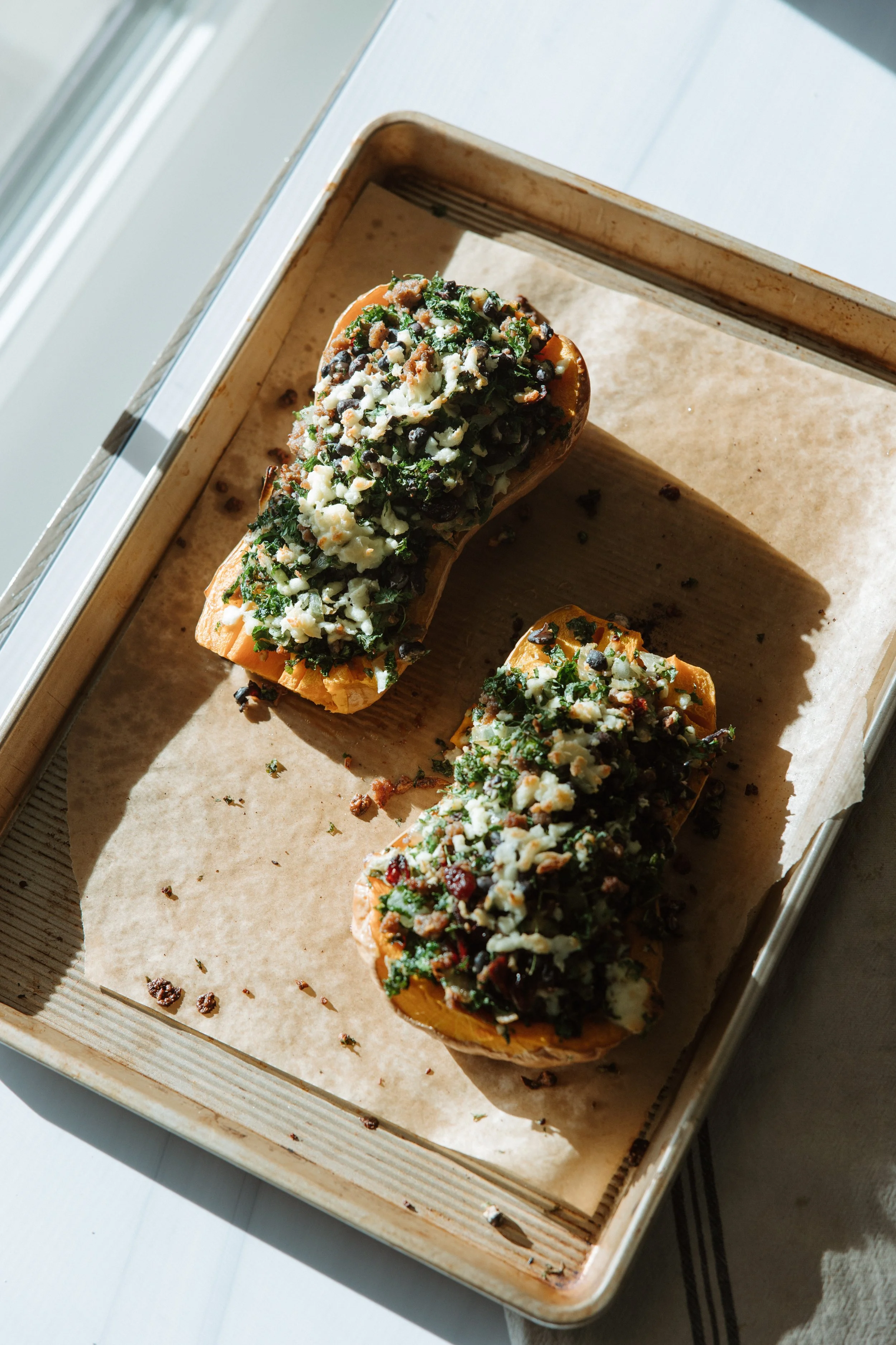 Cozy butternut squash boats