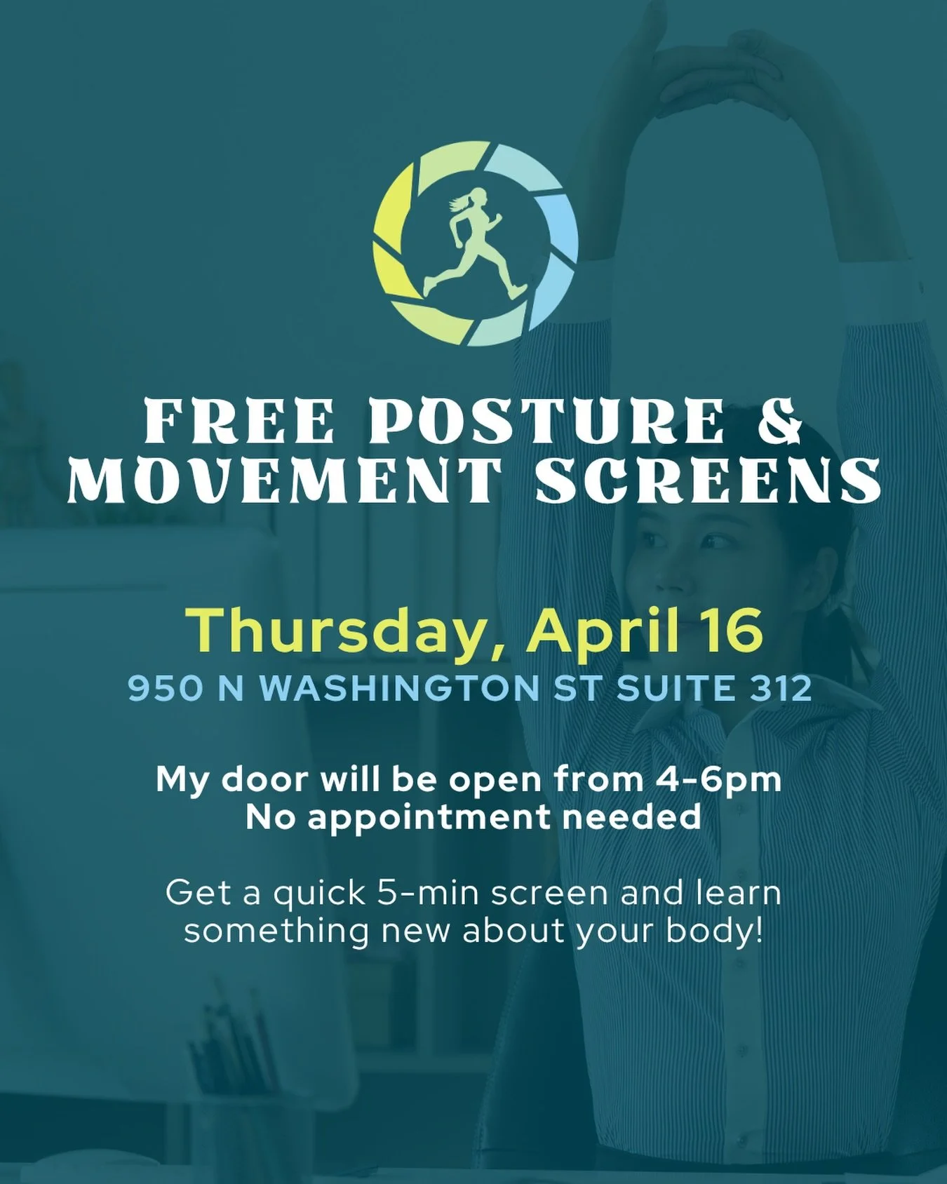 Hey Old Town! I&rsquo;m opening my studio doors this Thursday for free posture &amp; movement screens. No appointment needed, just stop by anytime between 4&ndash;6pm.

If you&rsquo;ve been dealing with back or neck pain, feeling stiff, or just curio