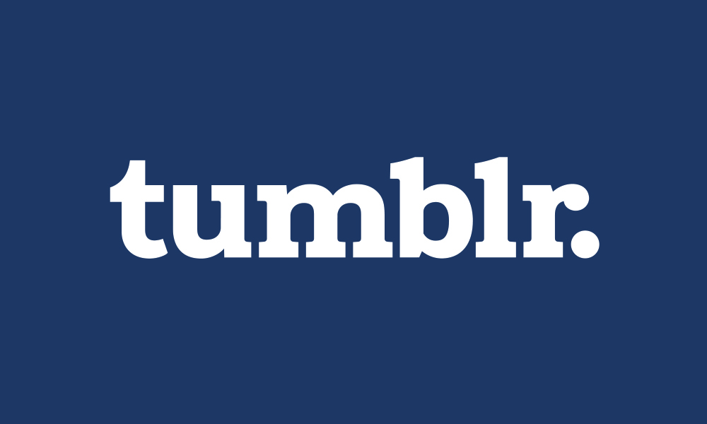 The Tumblr logo with white lowercase text on a blue background.