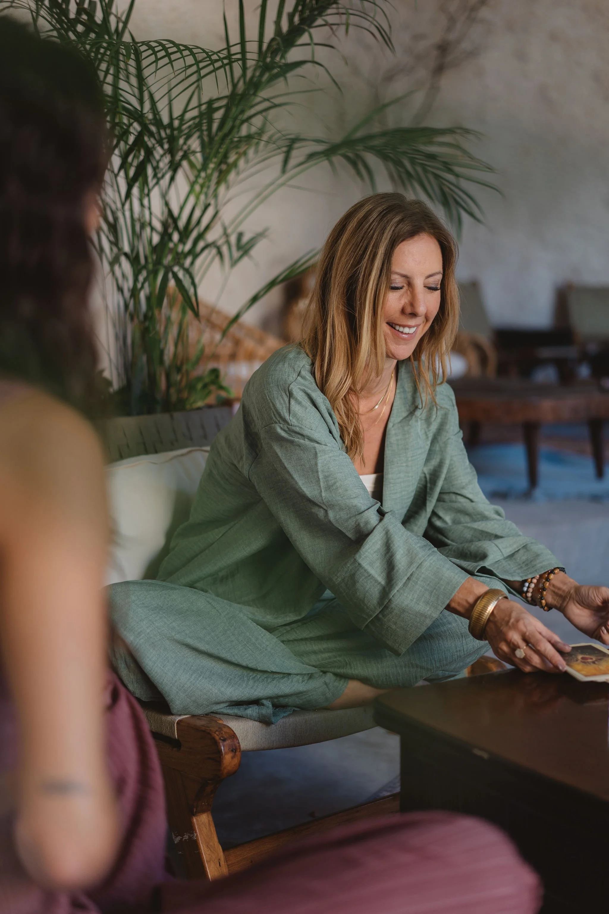 Woman experiencing spiritual healing and inner peace through mindfulness coaching