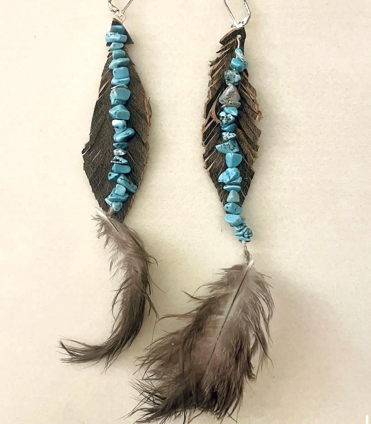 Leather Feather Earrings by Dii Dii Crossett
