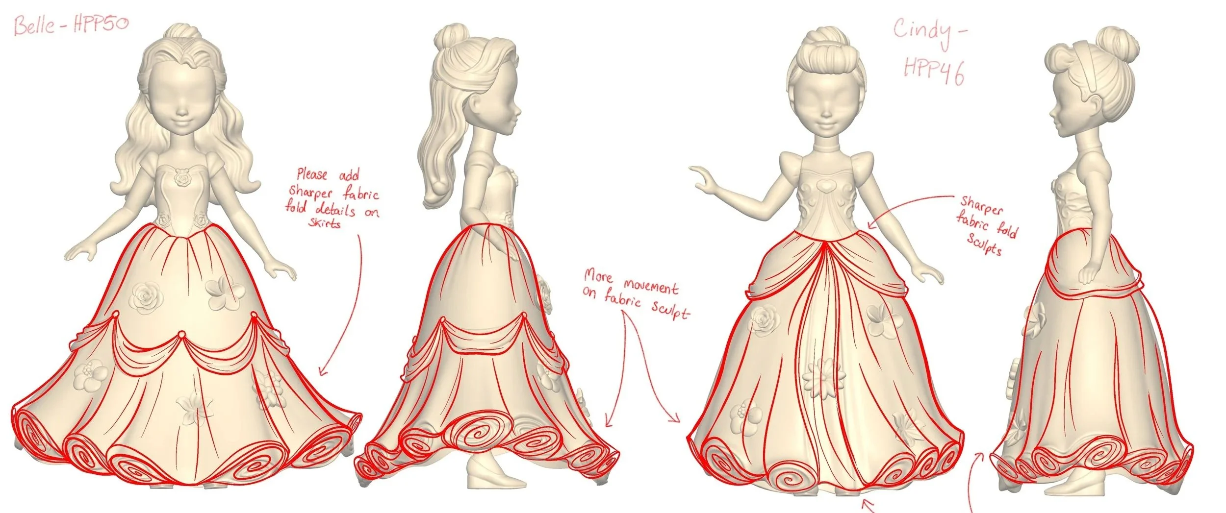 Small Doll Flower Reveal - Skirt Sculpt Overlay Process