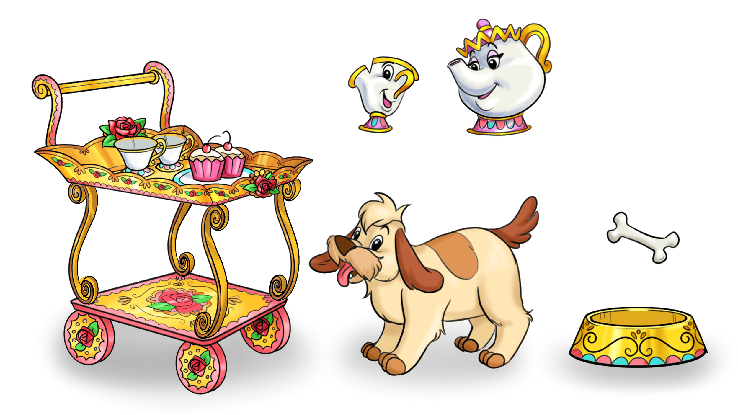 Disney Princess Animal Friends - Belle's Tea Cart Concept Sketch