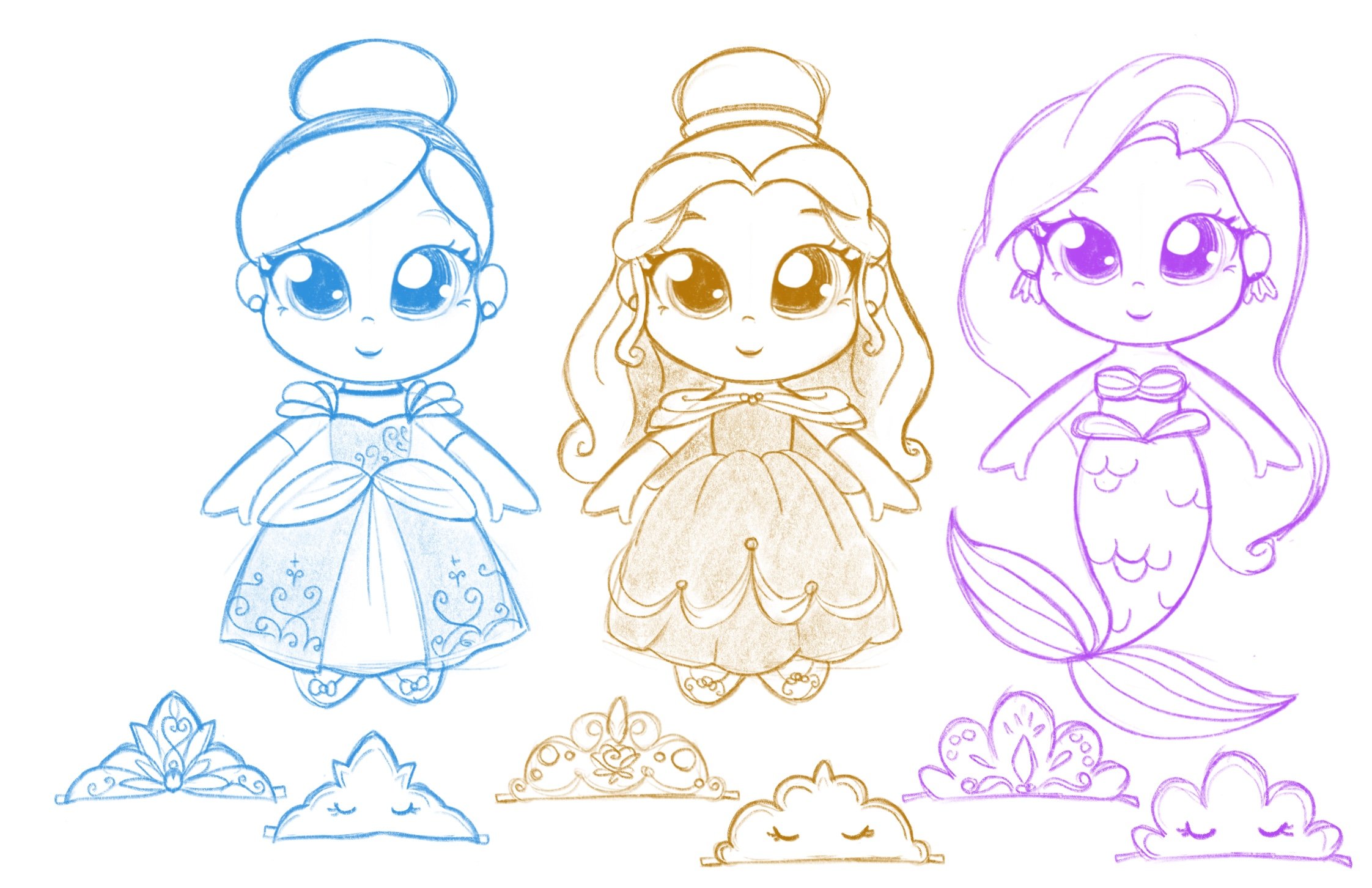 Preschool Disney Princess- character styling sketches