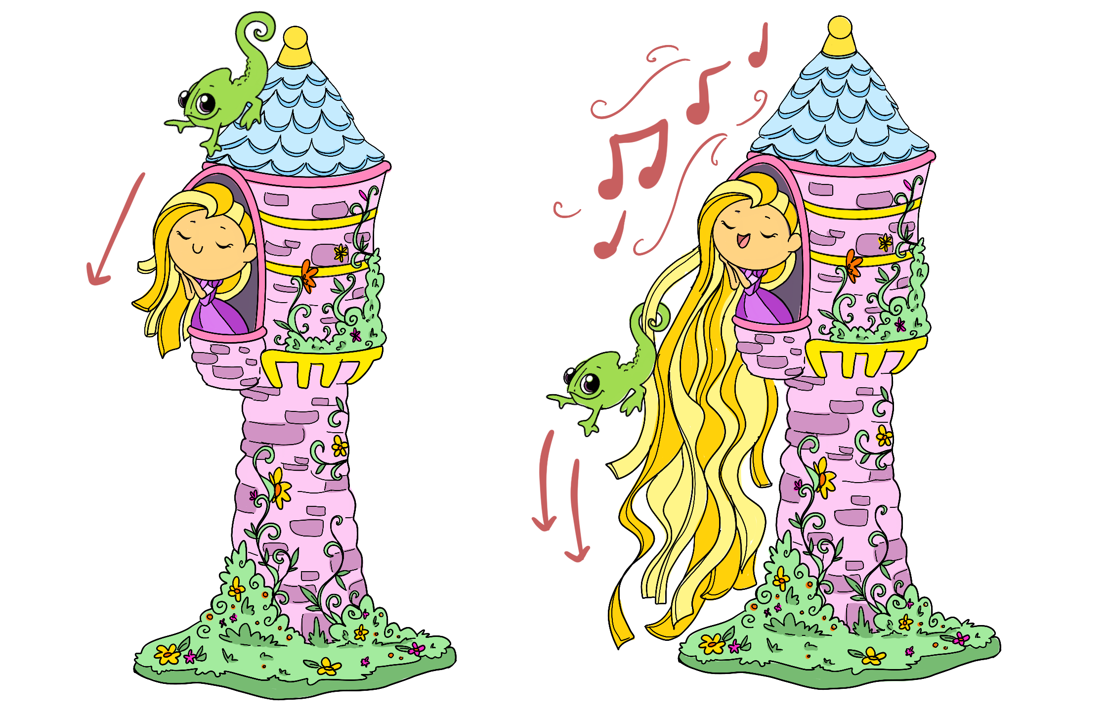 Preschool Disney Princess Pull-up Rings | Rapunzel Tower Sketch