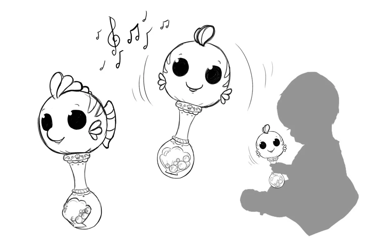 Preschool Disney Princess- Flounder Rattle concept sketch