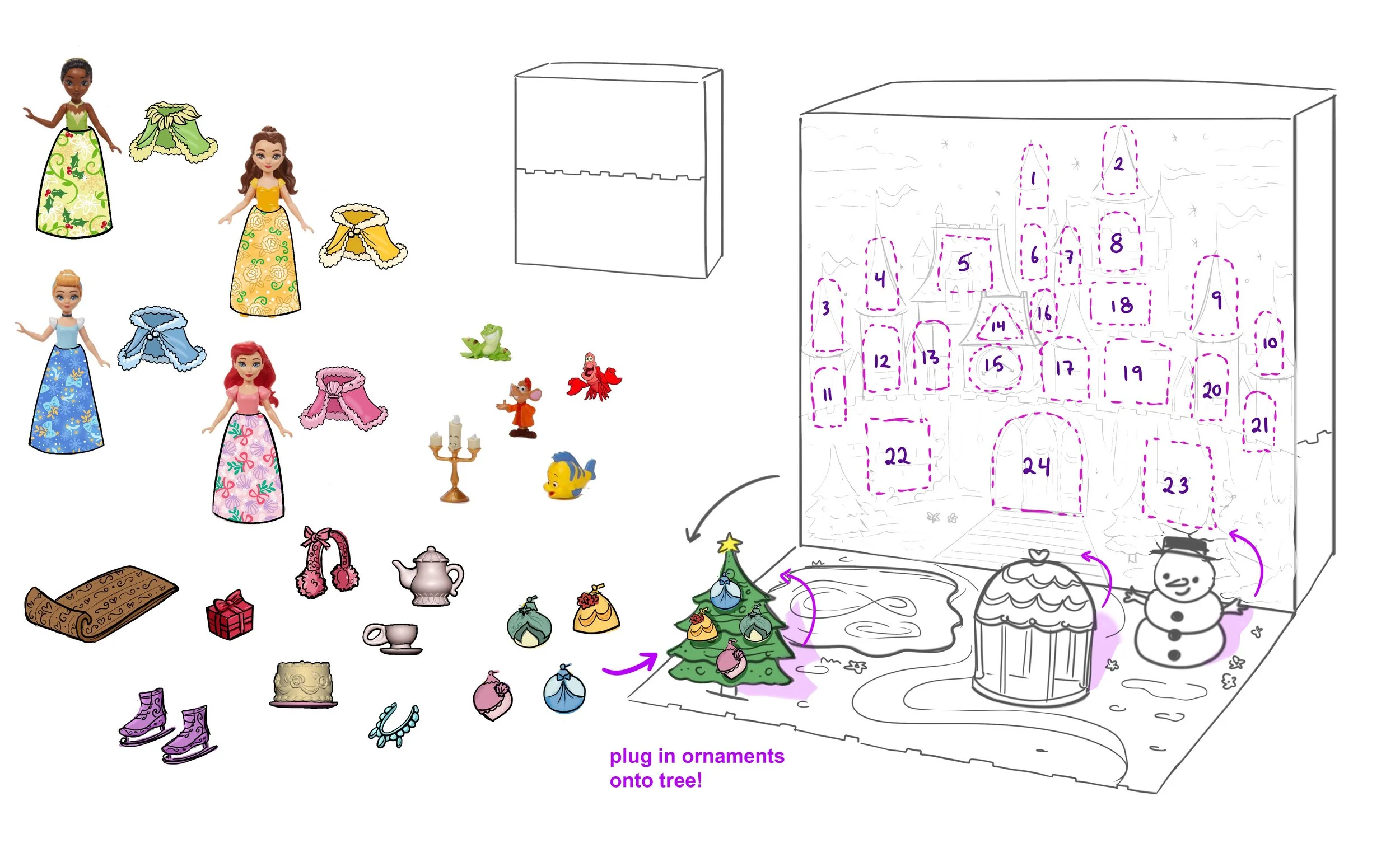 Small Doll Advent Calendar - Concept Sketch