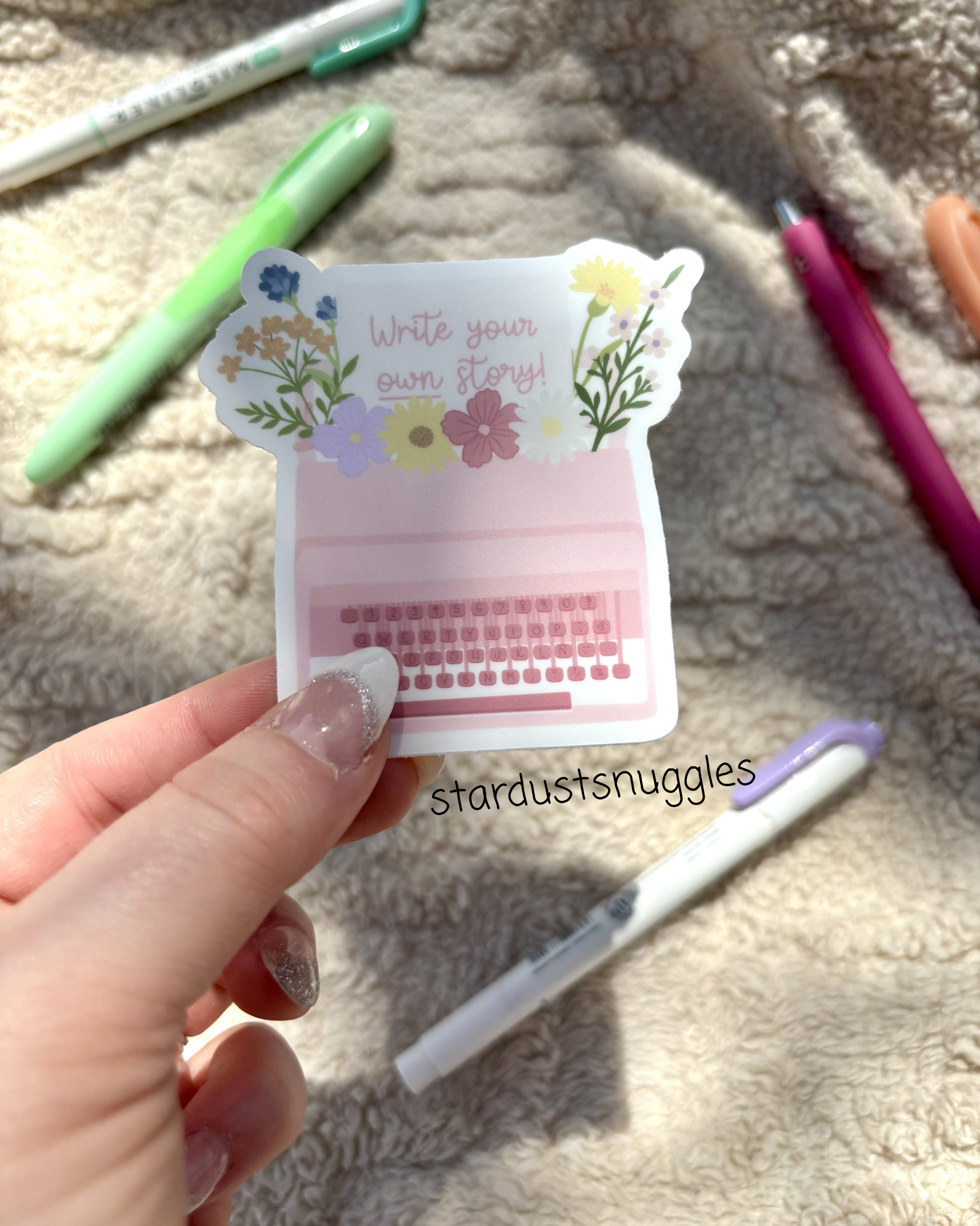 Floral Typewriter Sticker, 3.0" x 3.0"