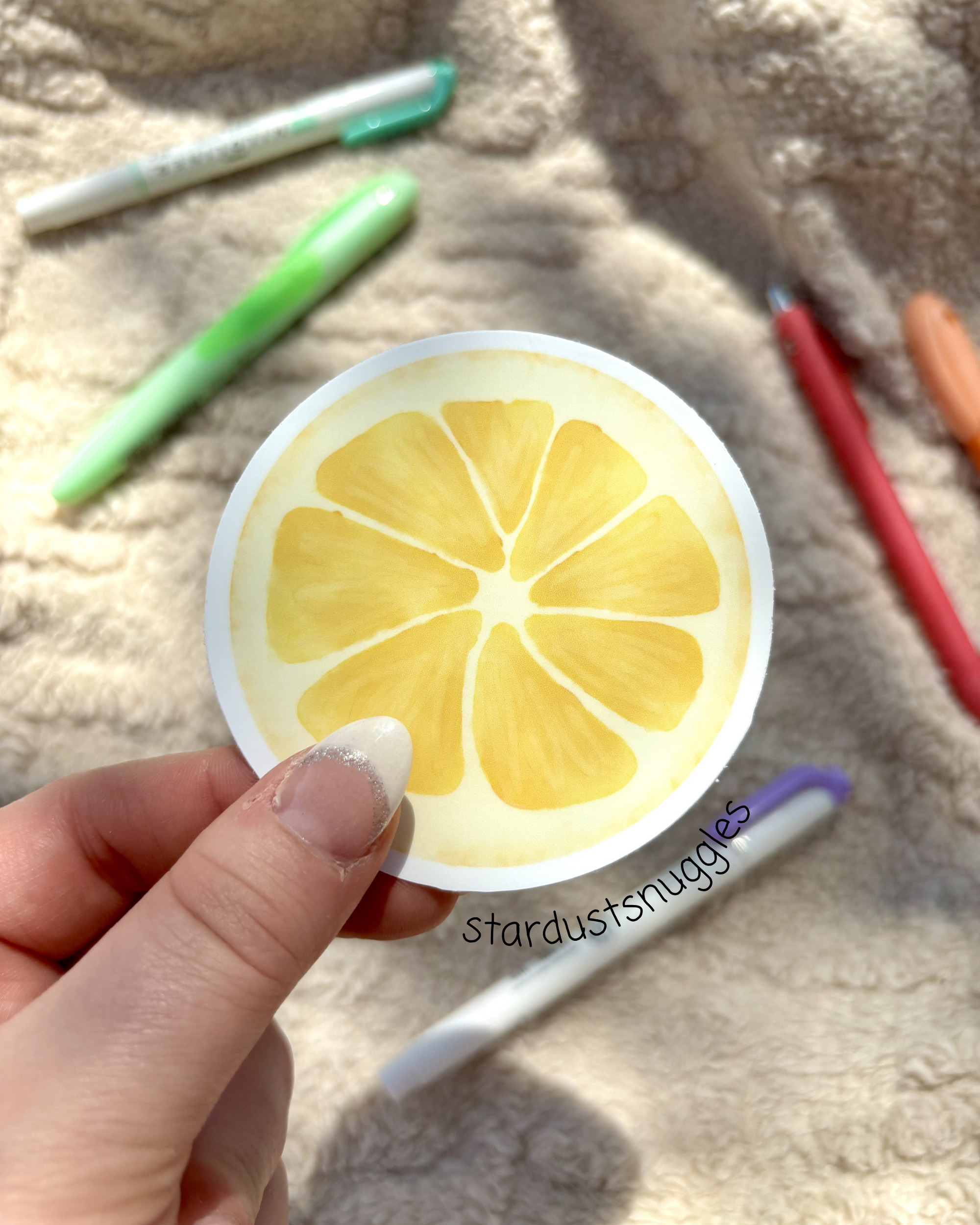 Watercolor Lemon Slice Sticker, 3.0" x 3.0"