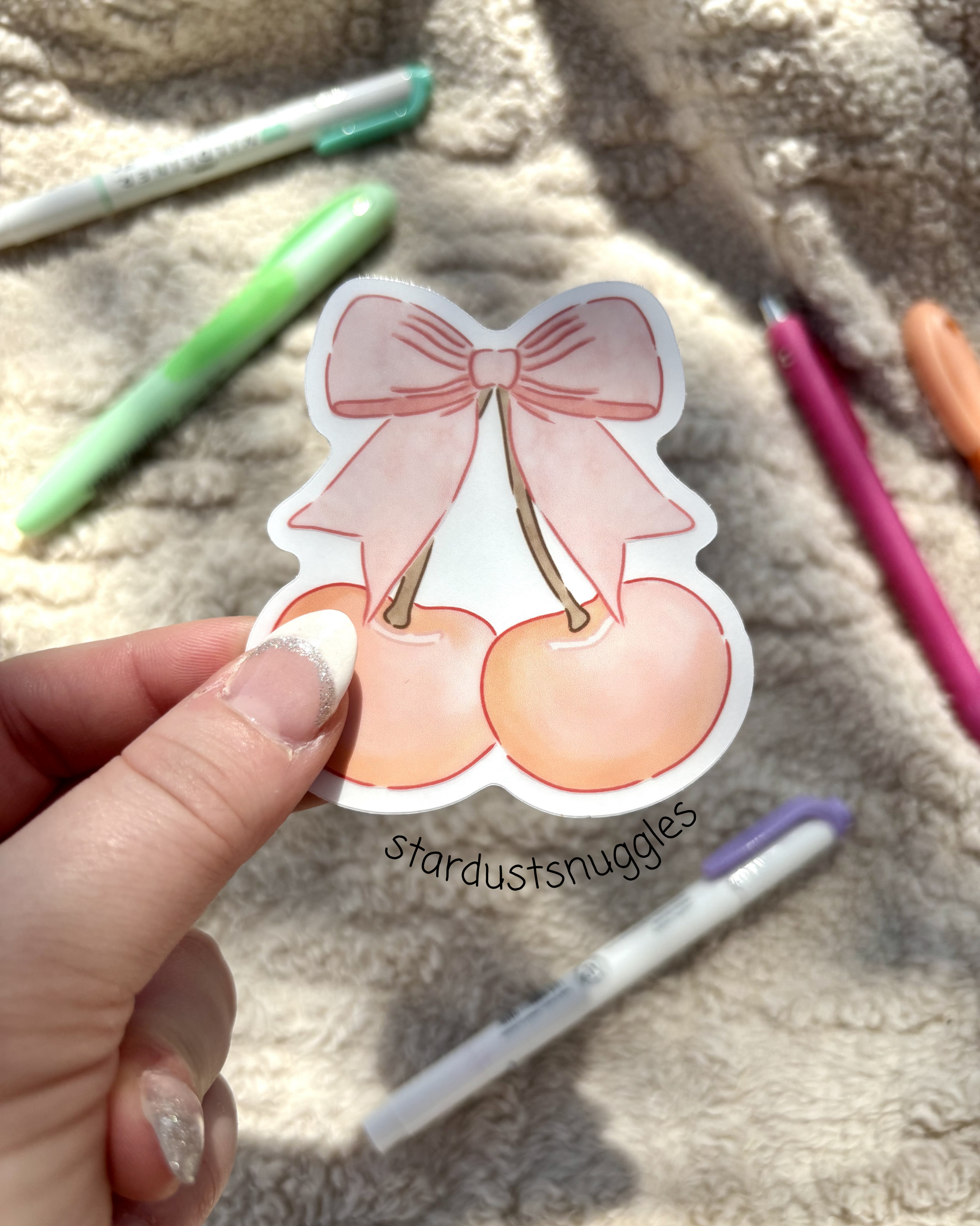 Watercolor Coquette Cherry Clear Sticker, 2.8