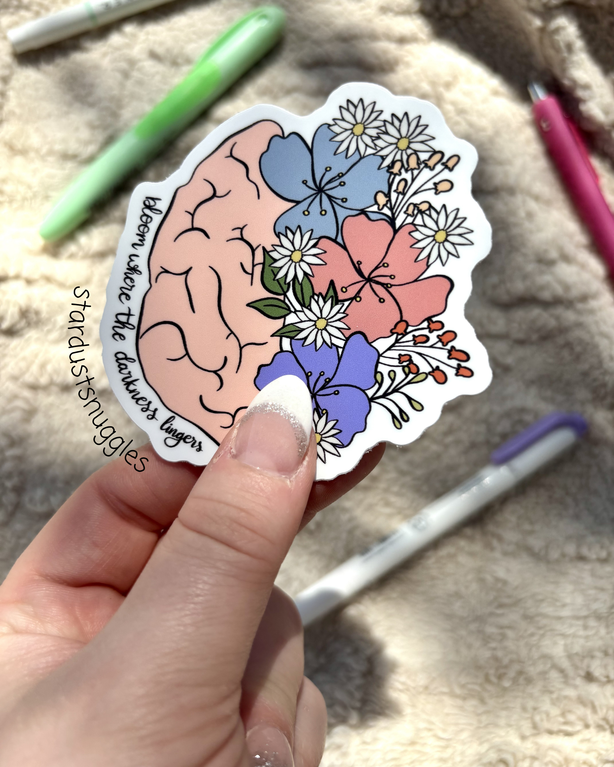 Floral Brain Sticker, 3.0" x 2.98"