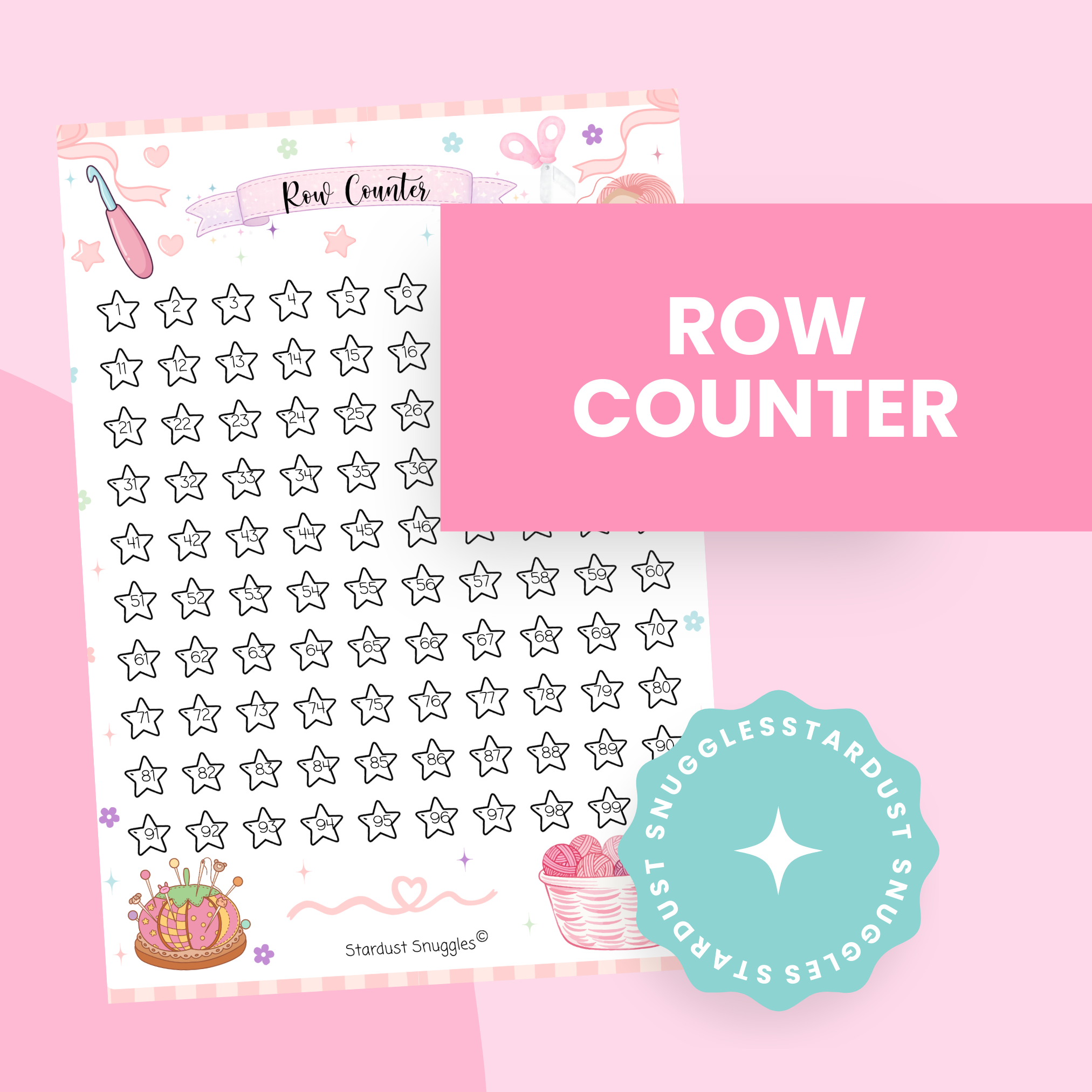 Digital Download Crochet Row Counter