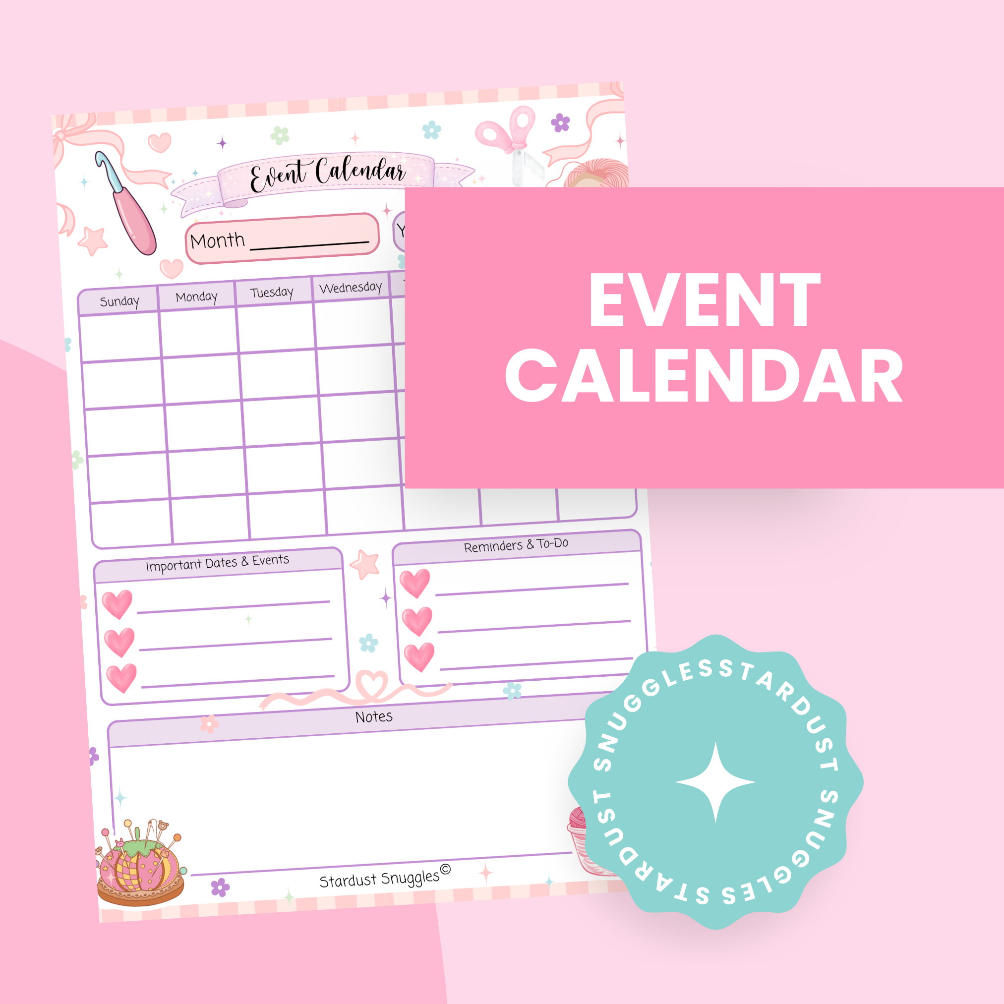 Digital Download Crochet Event Calendar