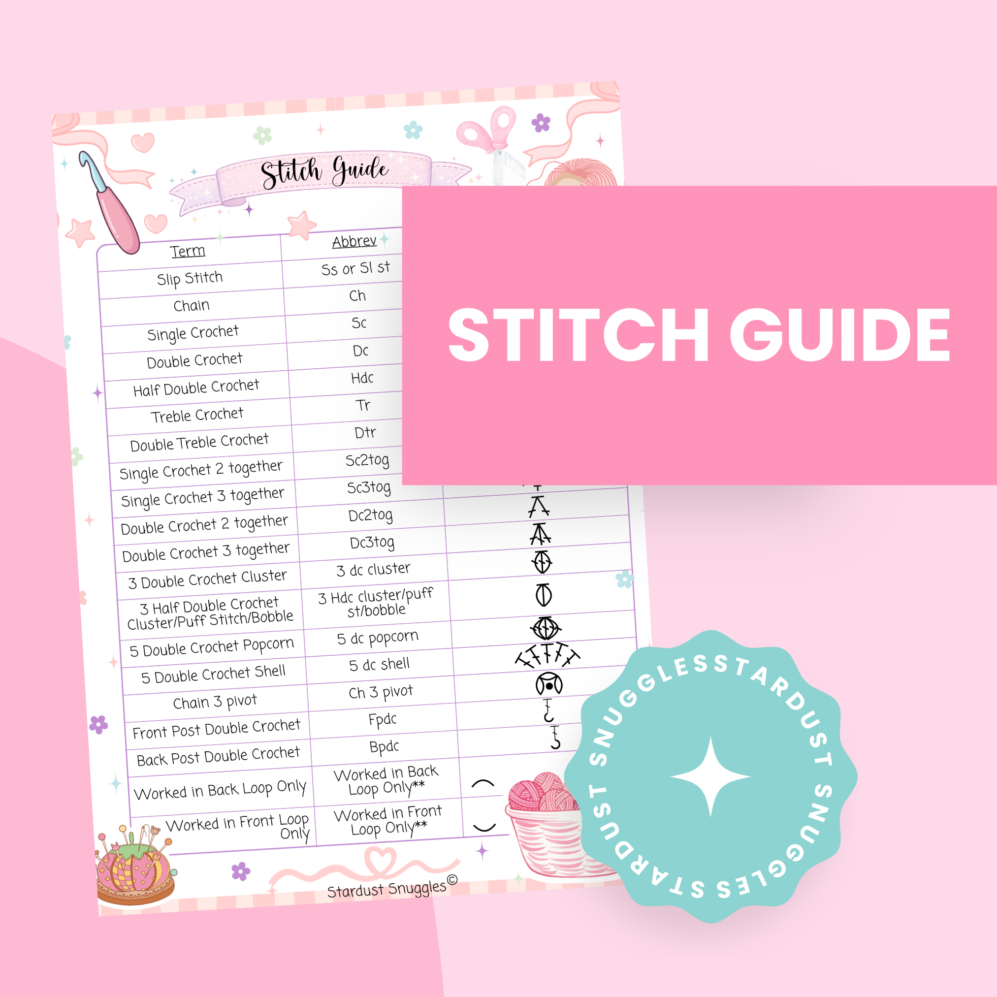 Digital Download Crochet Stitch Guide