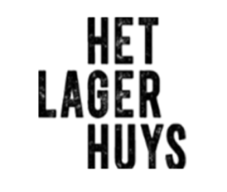 Text saying 'HET LAGER HUYS' in bold black letters on a white background.