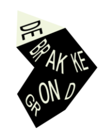 Graphic design with the text 'DEBRaK KE ON D GR' arranged in a twisted, stylized manner.