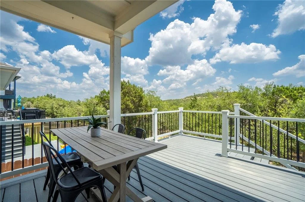 Covered  balcony overlooking the Texas Hill Country in the Headwaters , in Dripping Springs.