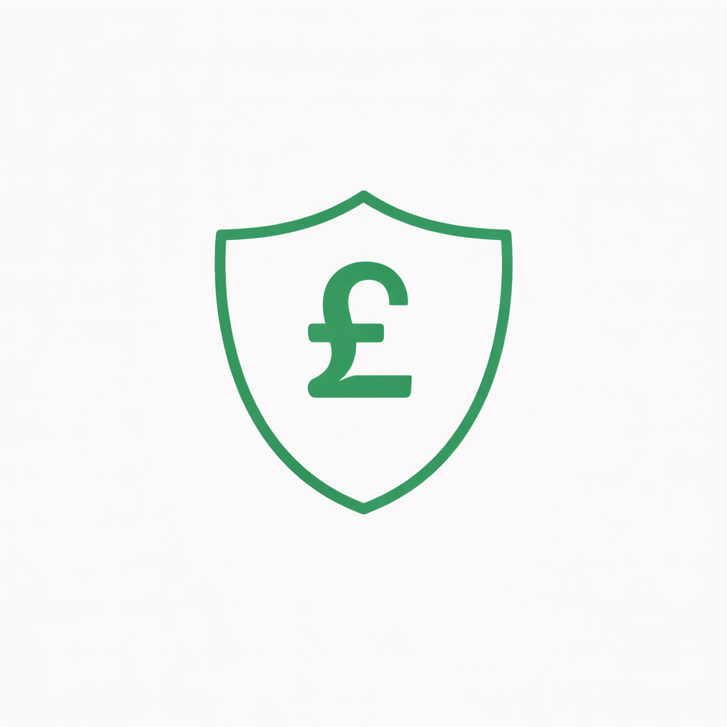 Green shield icon with a British pound (£) symbol inside.
