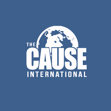 Logo of The Cause International featuring a globe and bold text.