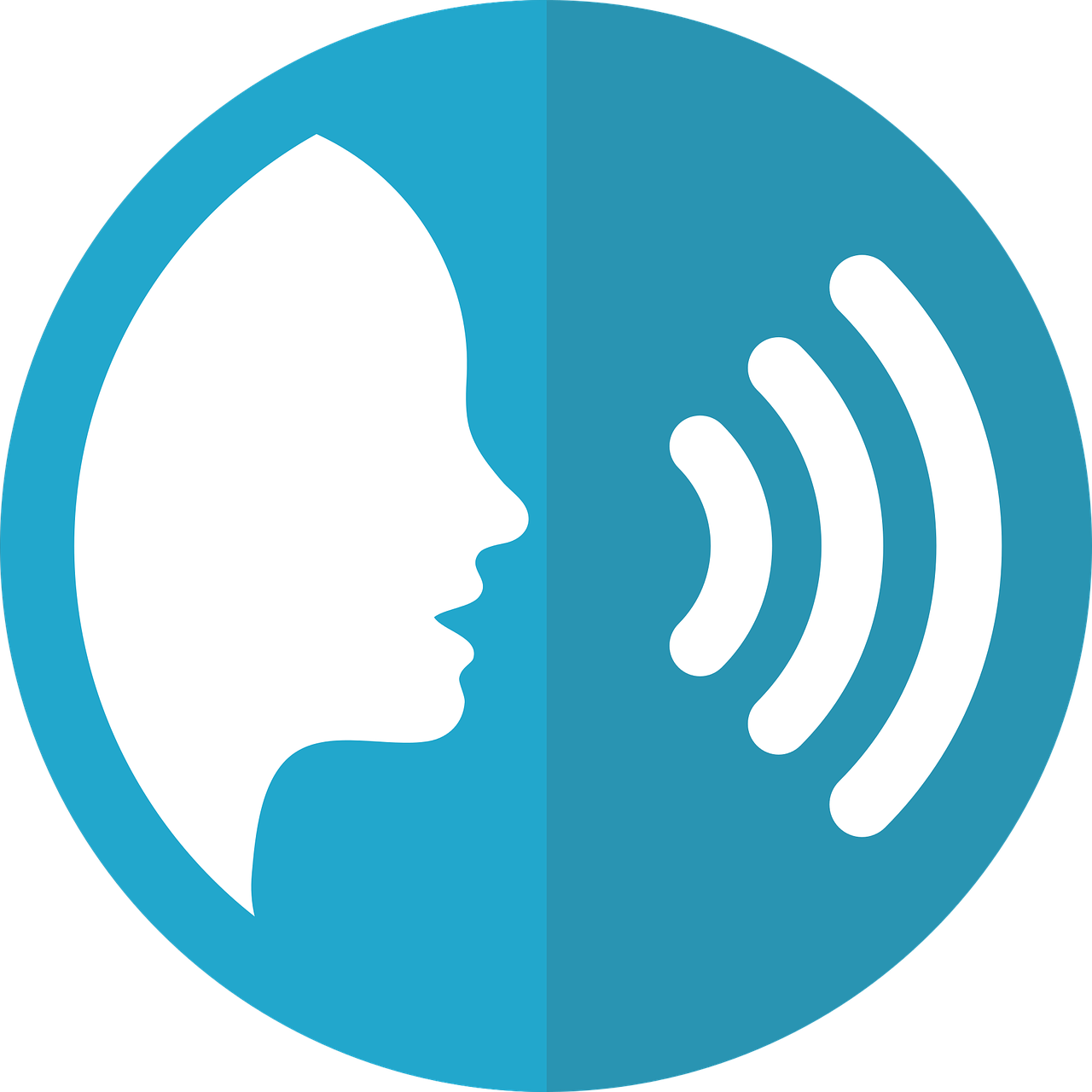 Icon of a person's profile blowing air or speaking, with sound waves emanating from the mouth, indicating speaking or voice.