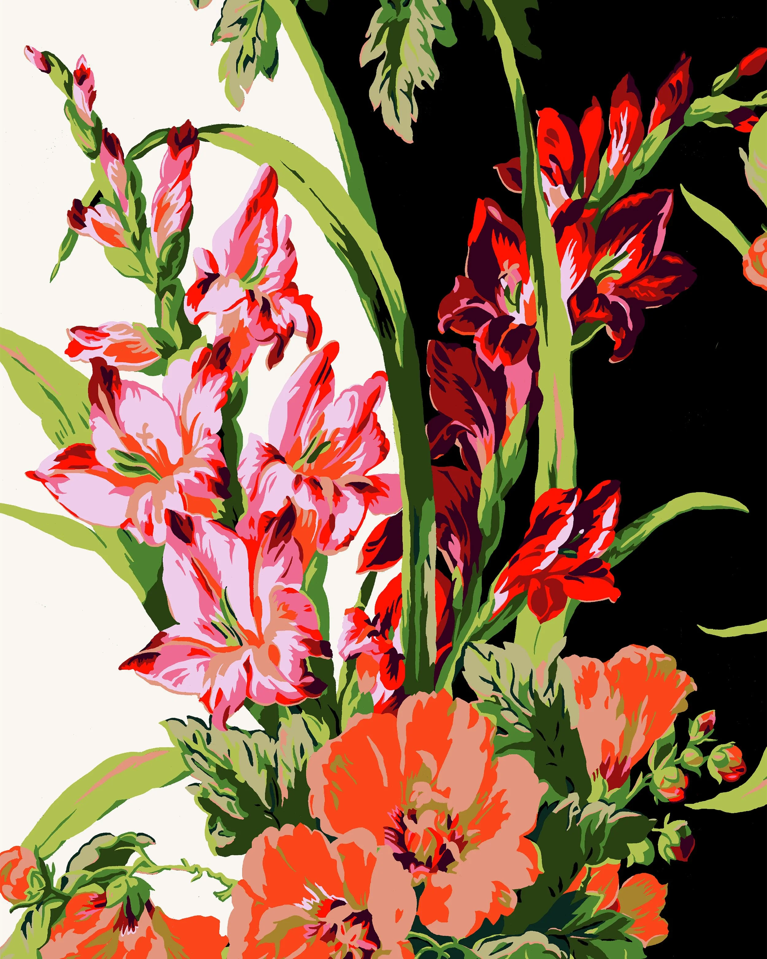 Unknown Artist - Gladiolus Wallpaper, 1970's copy.jpg