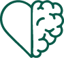 A line drawing of a heart with a brain inside it depicting mental and emotional wellness.