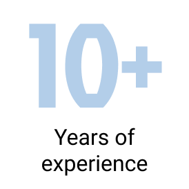 Blue '10+' text on a black background.