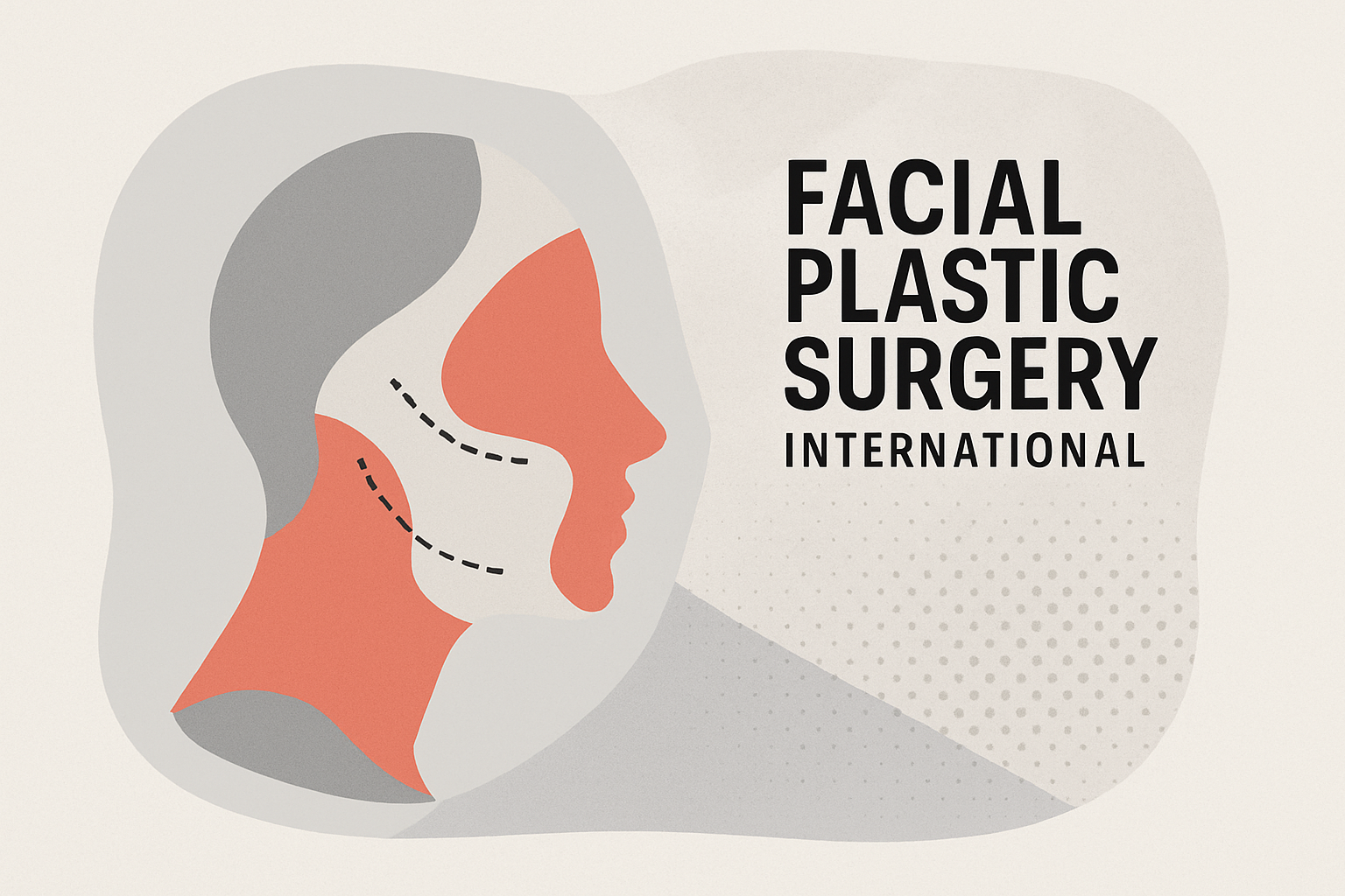 An illustration of a human profile with facial surgery markings, accompanied by the text 'Facial Plastic Surgery International'.