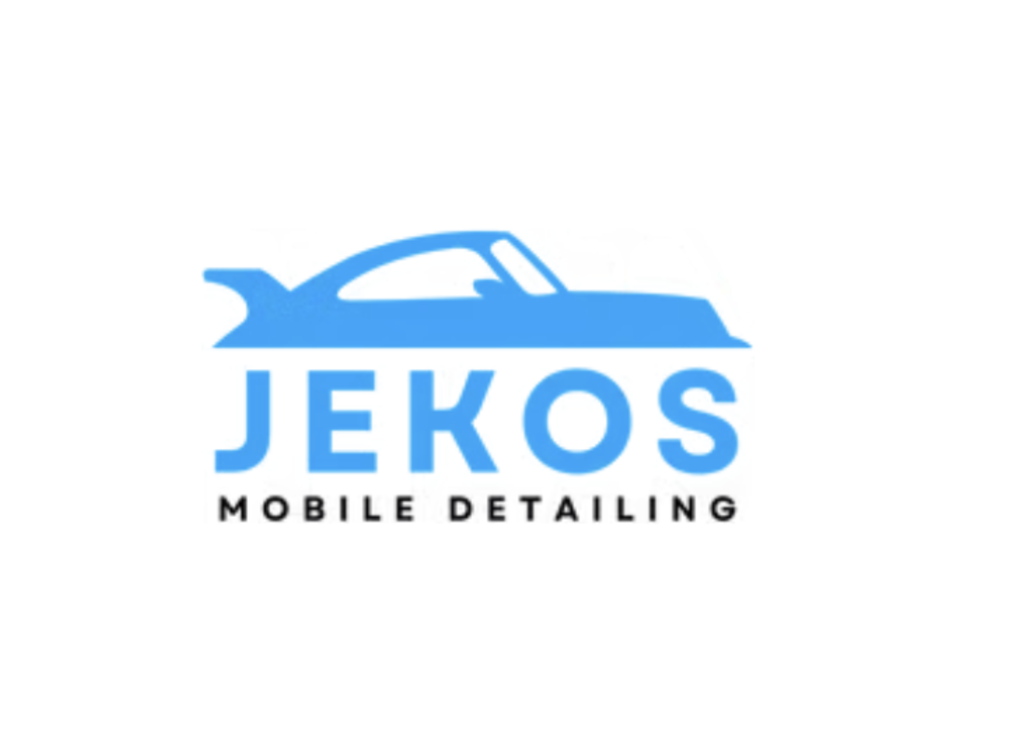 Blue logo of a stylized car above the word 'JEKOS' with 'Mobile Detailing' underneath.