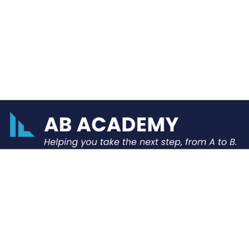 AB Academy logo with slogan 'Helping you take the next step, from A to B.'