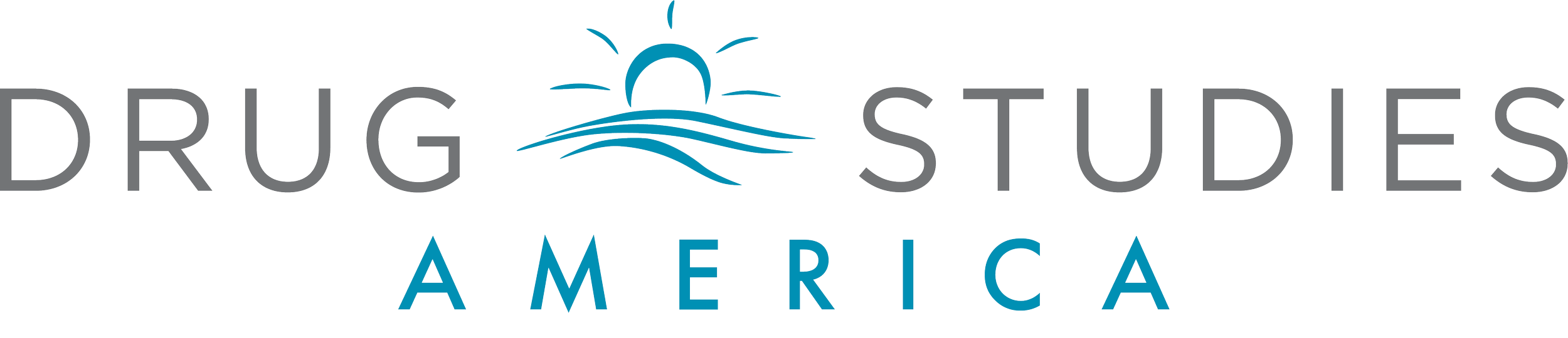 Logo for Drug Studies America with a stylized sun and waves above the text.