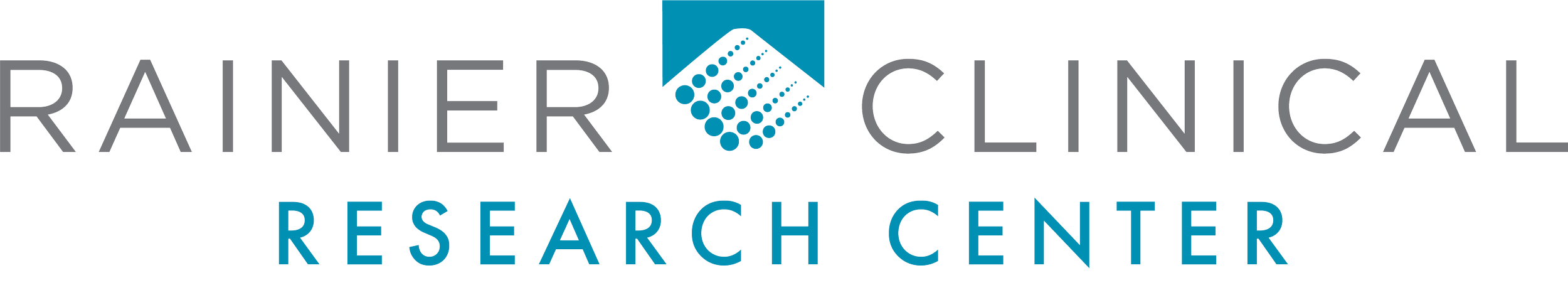 Logo of the Rainer Clinical Research Center with a stylized design of blue and gray dots forming a diamond shape.