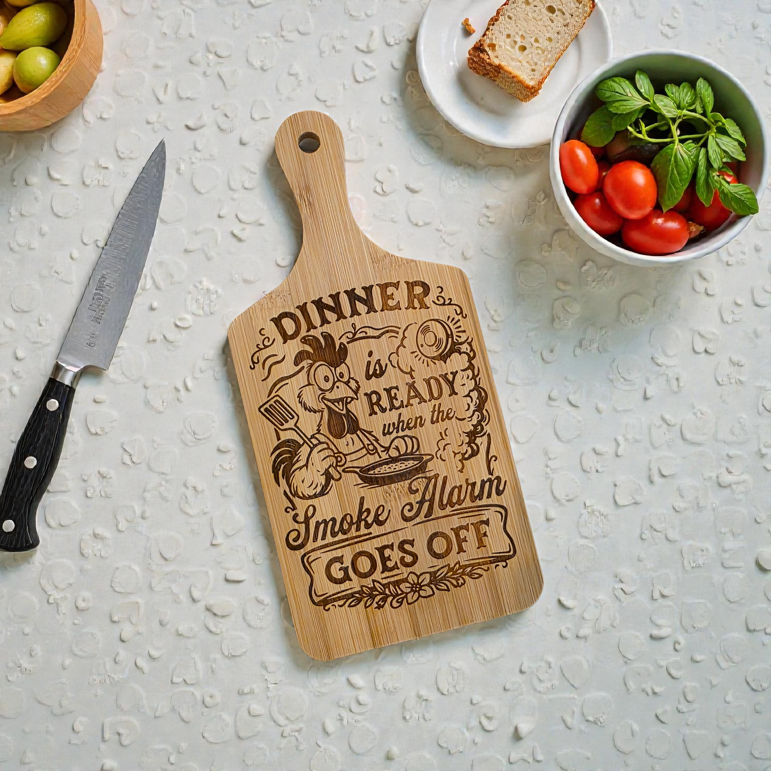 Smoke Alarm Cutting Board Decor