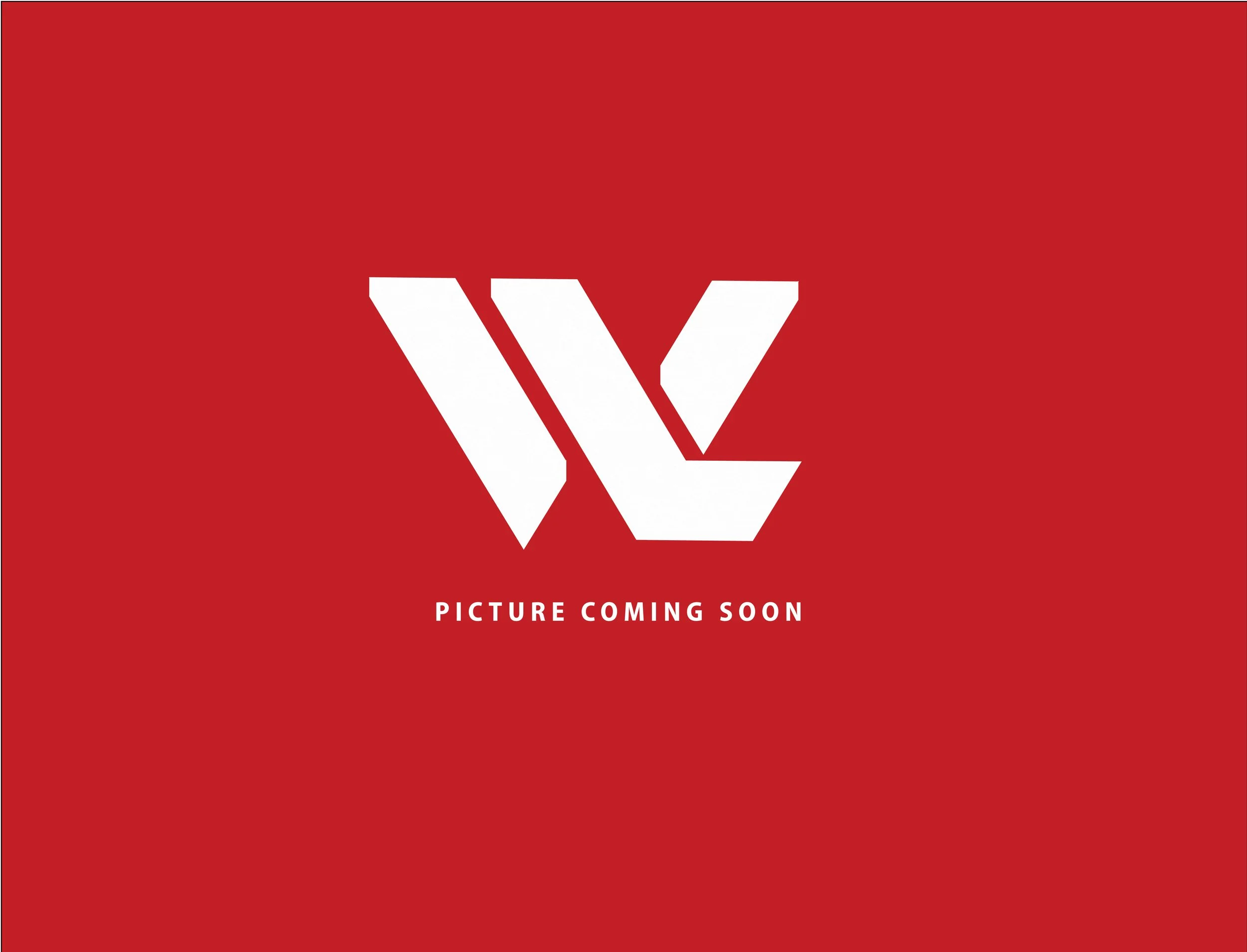 Red background with a white logo resembling a stylized 'V' or 'W' and the text 'PICTURE COMING SOON'