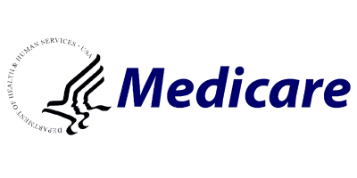 Medicare logo with a stylized bird and circular text.