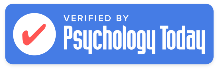 Badge with check mark and the text "Verified by Psychology Today"