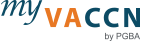 Logo for VACCN by POBIA with stylized text and orange and blue colors.