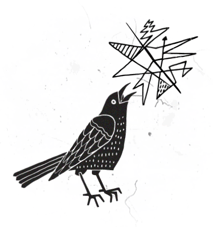 Crackle GIF of grackle logo squawking