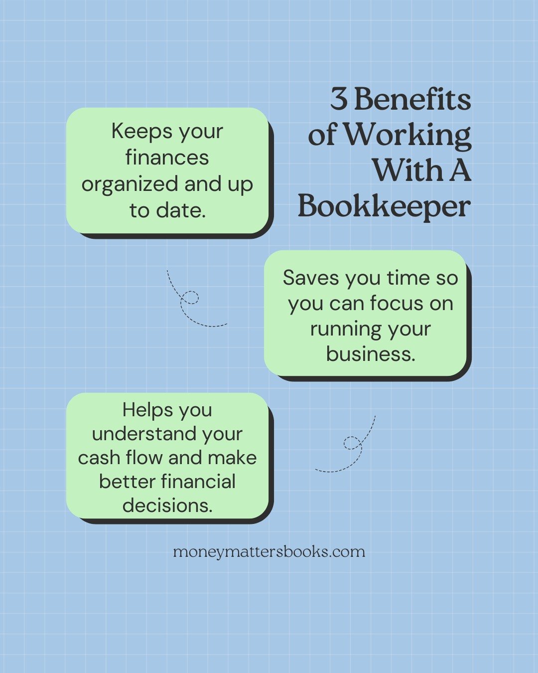 Working with a bookkeeper means less stress, more organization, and better financial decisions for your business. 

✔️ Stay organized
✔️ Save time
✔️ Know your numbers

When your books are in order, your business can grow with confidence.
 #bookkeepi